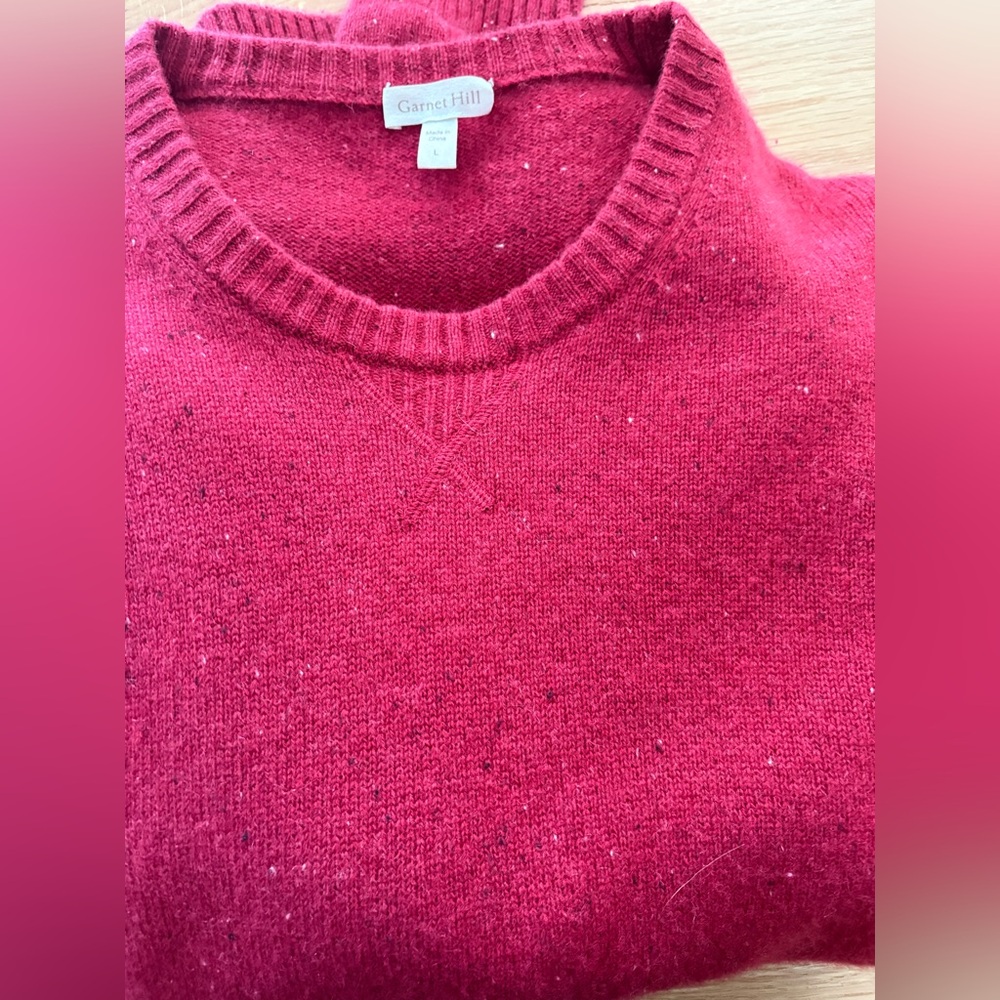 Garnet Hill Men's washable cashmere sweater sweatshirt L Large - Picture 2 of 6
